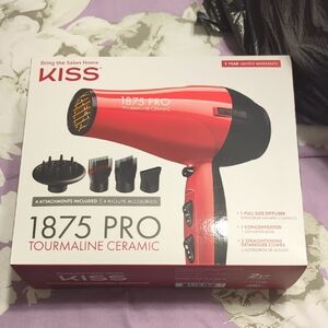 Kiss 1875 Pro Tourmaline Ceramic Hair Dryer - Bold Red